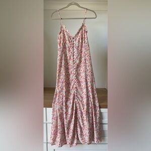 Midi length floral dress button front